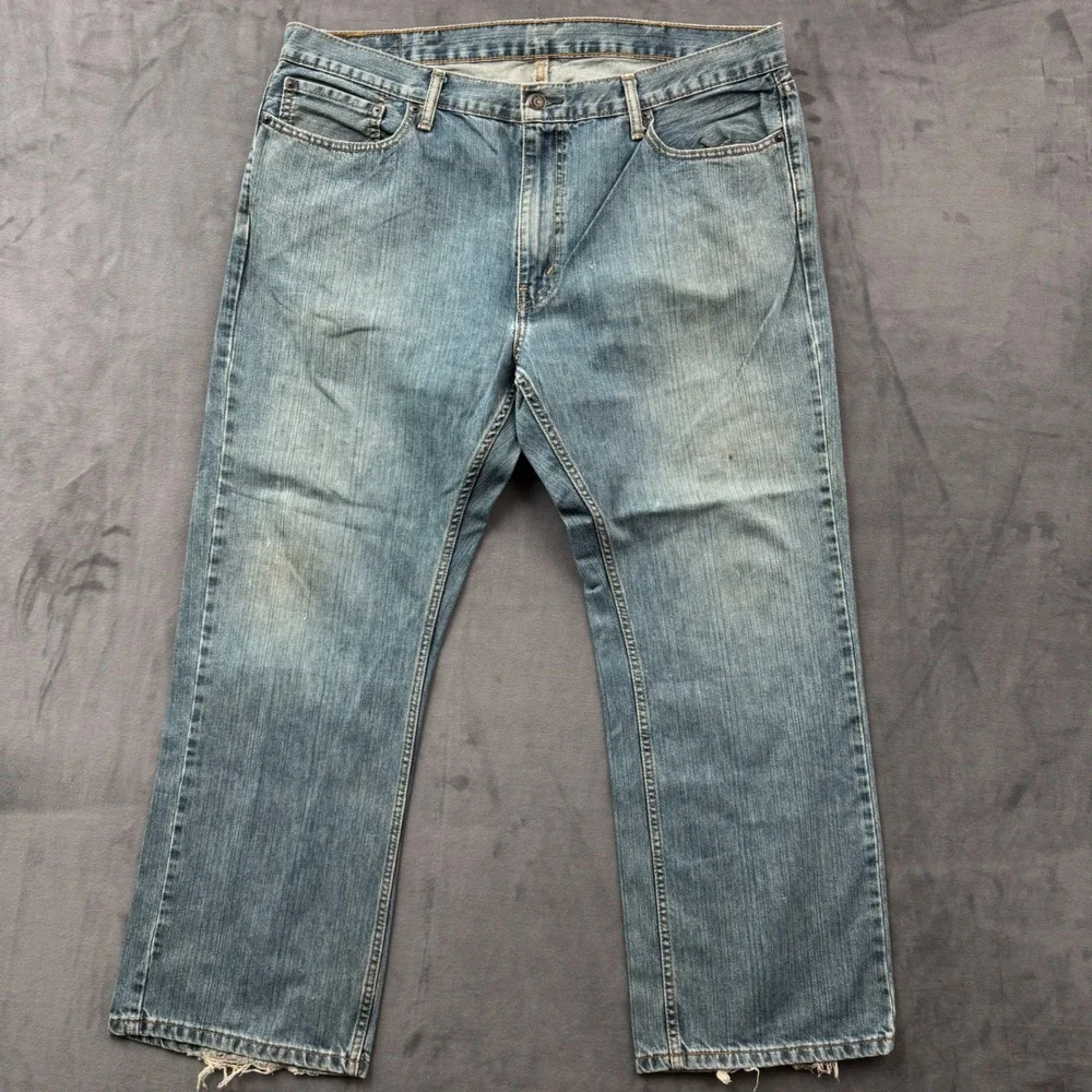 Levis 559 Relaxed Straight Leg Jeans Men 40x30 Medium Wash Blue Denim Distressed